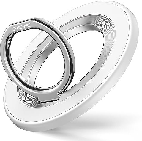 SYNCWIRE Magnetischer Handy Ringhalter für MagSafe Starke N55 Magnete 360° Grad Drehung Handy Stabiler Handygriff für iPhone 16 15 14 13 & Android mit 2 Metallplatte