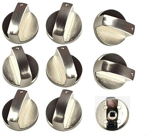 8 Bedienknöpfe aus Metall, Universal, Outon Gasherd, Knöpfe aus Metall, silberfarben, für Gasherd, Backofen oder Kochfelder