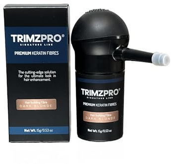 Trimzpro Signature Keratin Hair Fibres 14g - 10 Shades | Instant Thickening & Concealing Powder | Lock-In Tech for Natural Look & Durability | Hair Volumizer for Men & Women, DARK BLONDE