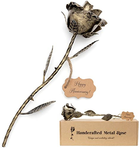8th Anniversary Bronze Gift 8 Year Wedding Anniversary Bronze Rose for Her