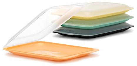 Tatay Porta Embutidos Fresh | Set de 4 Mini | Tupper Embutido Nevera | Tapa Extraíble, Apilable | Apto Congelador, Microondas y Lavavajillas | Libre de BPA, 12 x 3,1 x 18 cm, Colores Pastel