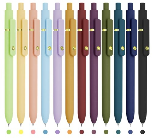 UIXJODO Colored Pens, 12 Pcs Gold Vibrant and Vintage Fine Point Smooth Writing Pens