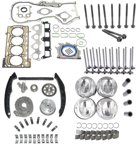 NSGMXT Pistón y juego de cadena de distribución compatible con G0lf V VI E0s 1.4 R4 16V TSI CAV CAX CTH 03C109571F 03C109509L