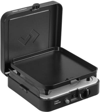 CADAC - 1 Cook Turbo FFD Flat Plate - barbecue - Barbecues portables - Surface de cuisson en acier inoxydable - Incl. Housse de protection - Camping - Les incontournables du barbecue - Noir