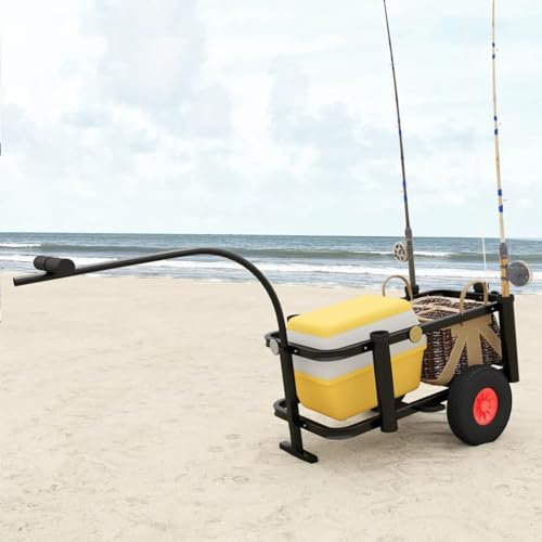 ERSINIAN Bike Trailer Cargo in Steel Frame, Extra Bicycle Storage Carrier with Hitch,Fishing Trolley Black Steel