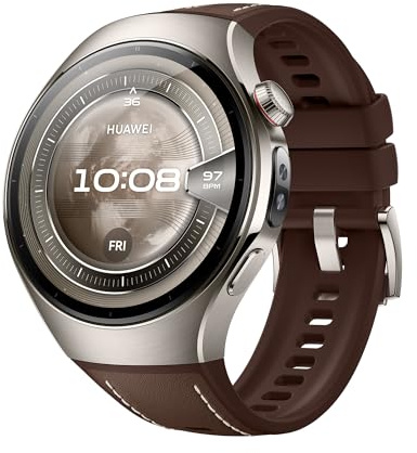 Huawei Watch 5, Reloj Inteligente de 46 mm, X-Tap, inspección de Salud, oxígeno en Sangre en la yema del Dedo en Tiempo Real, hasta 11 días de duración de la batería, eSIM, Titanio de Grado