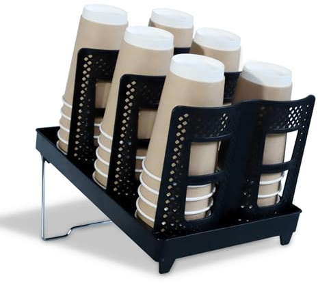 Kitchnexus Soporte desechable para tazas de café y tapa, organizador de 6 ranuras, estante de almacenamiento de tazas de papel para estación de café, restaurante, bar