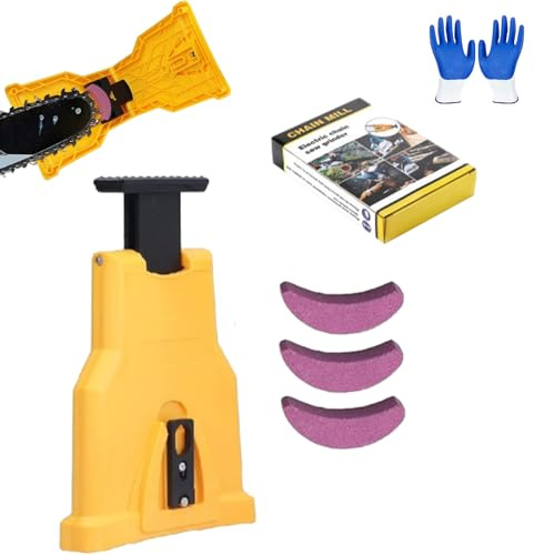 Affuteur Chaine Tronçonneuse, Affûteur De Tronçonneuse Ultra-Rapide, Précision Instantanée Pour Coupe Efficace, Sans Démontage, Idéal Jardin Et Usage Domestique (Affûteuse de chaîne + 3 meules)