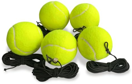 yanzunlrn Lot de 5 balles d'entraînement de tennis avec corde, outil de remplacement pour entraîneur, balles de rebond portables et outil de rechange pour entraîneur