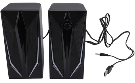 Omquot Altoparlante multimediale Rvb con bassi potenti per desktop, altoparlante di gioco elegante per ufficio e casa, materiale ABS