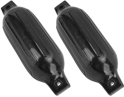 SIXRUN Defensas para Barcos, Paquete de 2, 5.5 X 20 Pulgadas, PVC Negro, Defensas Marinas para Muelles con Forma Ovalada y Doble Orificio para Yates, Barcos de Pesca y Muelles de 16 a