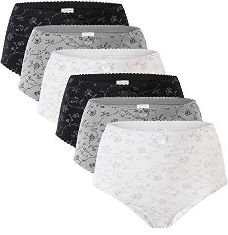 Celodoro Damen Taillenslip (6er Pack) Microfaser-Slip mit Blümchen-Muster - Classic Mix XL (48-50)