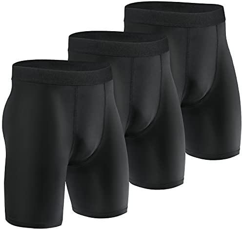 Niksa 3 Pack Compression Shorts Men Quick Dry Black Performance Athletic Shorts-M