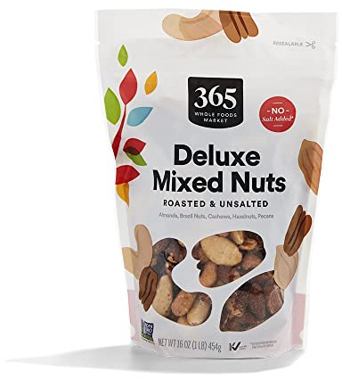365 by Whole Foods Market, Unsalted Deluxe Mixed Nuts, 16 Ounce