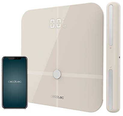 Cecotec Pèse-personnes Intelligent Surface Precision 10600 Smart Healthy Pro Dark Grey. Grand Écran LED, Guidon avec capteurs pour mesurer la Bio-impédance, Connectivité via Bluetooth (Beige)