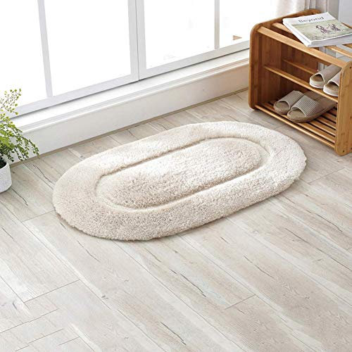 Badezimmerteppichmatte Teppich Extra weiche Badematte Verleiht Wannen und Duschen rutschfeste Traktion, maschinenwaschbare Fußmatten mit dekorativem Teppich - cremeweiß 60 x 100 cm (24 x 39