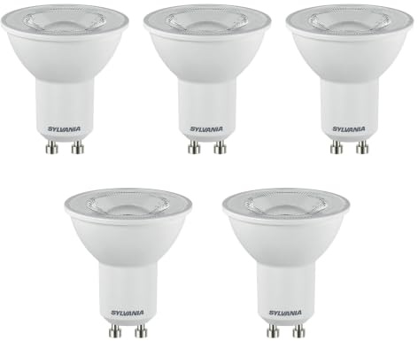 SYLVANIA GU10 LED-ljuskällor, 4,2 W, 350 lumen, motsvarar 50 W, neutralvit 4000K – 5-pack