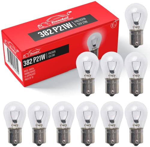 Xtremeauto 382 P21w Car Bulbs 10 Pack - Car Light Bulbs, Replace Indicator Bulb, Brake Light Bulbs, Stop And Tail Light Bulbs, Clear Light 12V BA15S 382 P21W Rear Break Light Bulbs, Replace Car Lights