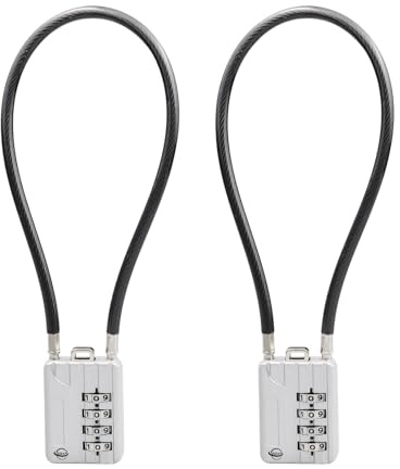 SISAV 4-siffriga kabelkombinationslås 30 cm (12 tum) fet kabel för skola gymskåp, hjälm, arkivskåp, verktygslåda, bagage resväska, ryggsäck, kabel 5 mm diameter, silver
