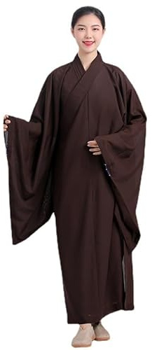 Kung Fu Suit Monk Clothing Shaolin Kung Fu Dress Zen Meditation Monk Buddhist Priest Cassock Robe Meditation Lohan Clothing(Brown_36)