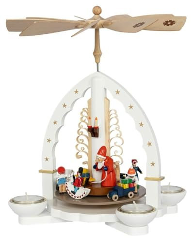 Rudolphs Schatzkiste Pirámide - Pirámide para velas de té y velas, altura de 27 cm, color blanco