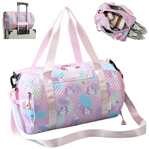 Sporttasche Damen,Schwimmtasche,mit Schuhfach Nassfach,Sporttasche Mädchen,Wasserdicht Trainingstasche,Einhorn Yogatasche,Handgepäck Tasche,Gym Bag,für Reisen,Fitness,Sport