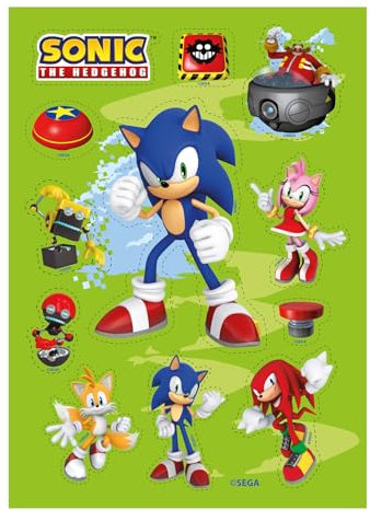 Dekora, Sonic Azyme Découpée, Décoration Comestible pour Gâteau d'Anniversaire, Cupcakes ou Biscuits, Anniversaire à Thème pour Enfants