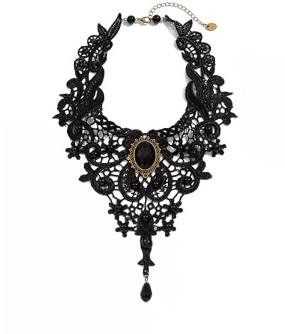 Niaspi Gothic Lace Choker Necklace 90S Black Velvet Teardrop Tassel Collar Chain for Women Punk Vintage Vampire Party Halloween Cosplay Accessories chandelier Branch Handmade Jewelry (Black)