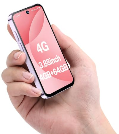 YOHOPE 4G Unlocked Mini-smartphone, 3,88 tum HD-skärm, dubbelt SIM-kort, 1950 mAh batteri, ansikts-ID, perfekt för barn och elever som backup-mobiltelefon (ljusrosa)