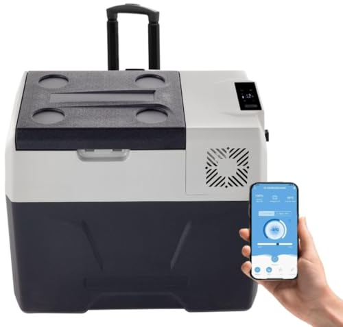 ZHIMAI Frigorifero portatile da 40 litri 220 V/12 V Frigorifero portatile per auto Mini frigorifero da campeggio con schermo LCD Controllo tramite app Frigorifero per auto/camion/barca
