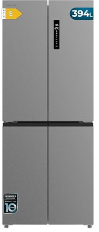 Cecotec Frigorífico 4 Puertas Total No Frost Bolero CoolMarket 4D 394 Inox E,394 Litros, Alto 170 cm y 70 cm Ancho, Cajón Temperatura Variable, Compresor Inverter, ATT Antibacterias