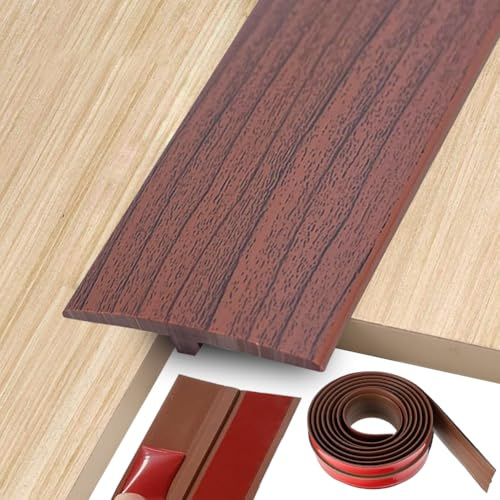 Övergångsprofil T-profil 5x300cm, självhäftande övergångslist PVC dörrtröskellist, tillskärbar övergångsprofil för anslutningsgolv parkettgolv laminater (trä)