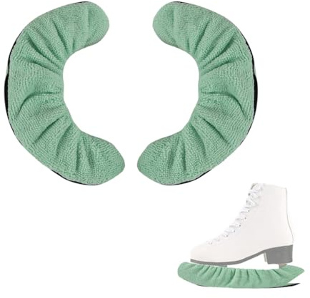 OIXYEY 1 Paire de Protege Lame Patin a Glace avec Serviette Microfibre, Manchon de Protection Réglable pour Lames de Patinage Hockey et Artistique, Évite les Rayures, Idéal Débutants et Experts (Vert)