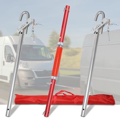 Gekufa Barra de remolque para coche 3T – 3 piezas galvanizadas con amortiguador de muelle, 196 cm, ayuda de remolque para coche, hasta 3000 kg