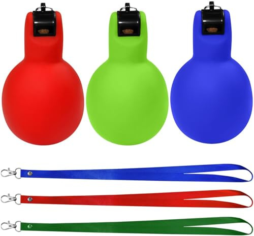 Twinice Fischietto a mano, fischio igienico 11,5 x 6,5 cm, fischio a mano a fischio, fischietto a mano per sport (rosso, blu, verde)