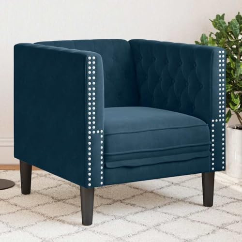 Genérico Sillón Chesterfield de Terciopelo Azul, Sofás Azul,372681