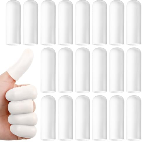 Matwsec 20 st gel fingerspjälsängar, vattentäta silikonfingerskydd | Återanvändbara fingertoppsbandage, mjuk vit fingerärm, elastiska fingerskydd för sår, sprucken hud, blåsor, förhårdnader