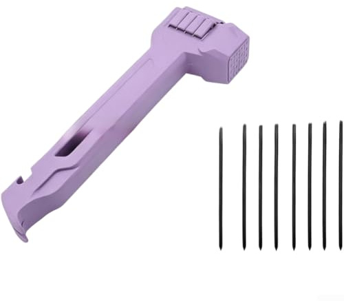 PureBowlic Multifunktionell campinghammare med ergonomiskt grepp, slitstark plasttältedragare och krok för utomhuscamping, väderbeständig allt i ett verktyg, 277 mm längd, khaki (lila)
