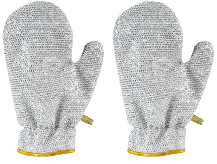 Limtula 2 comodi guanti per lavare i piatti in filo d ' argento resistenti calore e freddo, in filo metallico antigraffio, stracci per lavare i piatti per uso domestico, per un facile utilizzo