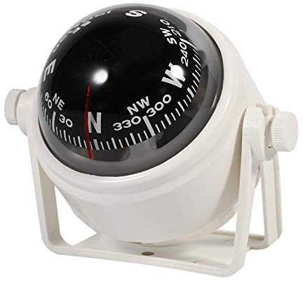 Support Multifonctionnel, Boussole Voyager imperméable Convient à la Navigation Maritime, au Guide de Navigation, à la Navigation extérieure, Facile à Installer dans Une Voiture, Bateau(Blanc)
