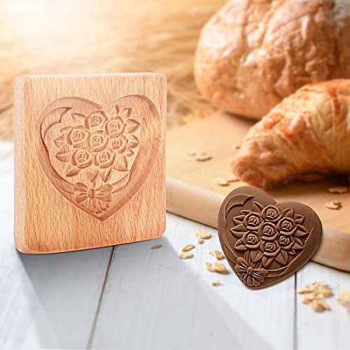 Stampo in Legno 3D Stampini per Biscotti, Stampi in Rilievo Cookie Cutter Stampo per Pan di Zenzero a Forma di Mazzo di Fiori Per Sapone Fatti A Mano Decorazione Di Cottura Fai Da Te Forniture