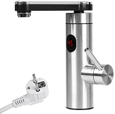 Elektrisch Wasserhahn mit Durchlauferhitzer 230V,CEIEVER Elektrische Heizung Wasserhahn LCD Temperaturanzeige 360°Misch Drehung KüChenarmatur Armatur mit Sofortiger Warmwasserbereiter für Küche
