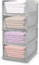 Esilihom Wardrobe Storage Organiser 4 Pack, Folding Closet Organisers, Stackable Storage Drawers, Easy Pull Out Wardrobe Shelves for Clothes，Grey