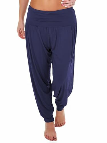 P&R Dance Wear LTD Haremsbyxor för damer – fullängdsstretch vardagsbyxor – hög midja – fritidskläder – perfekt för yoga, lounge, träning träningsbyxor, marinblå, S