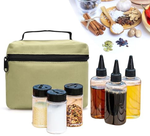 RoseFlower 6PCS Botella de Condimento de Viaje, Portátil Tarros de Especias, para Especias y Aceite, para Camping Acampar Barbacoa Picnic Viajes