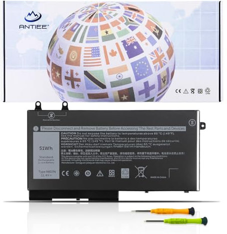 ANTIEE 51Wh R8D7N Laptop Batteria per Dell Precision 3540 M3550 Latitude 5400 5410 5500 5510 Inspiron 7590/7591/7791 2-in-1 Series Notebook H82T6 0C5GV2 0W8GMW 1V1XF 4 GVMP 11.4 V