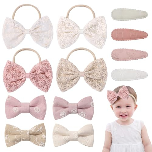 12 Piezas Diadema y Pinzas Pelo Niña, Lazos Accesorios para el Cabello de Bebé y Niños - Adecuado para Vida Cotidiana, Fiestas y Festivales