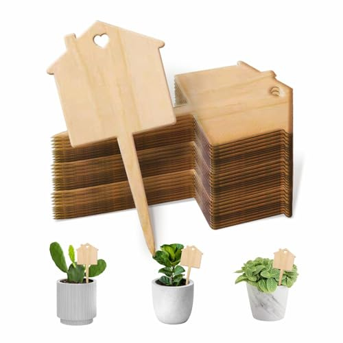 Pflanzenstecker, 50 Stück T-Form Pflanzenschilder Wetterfest Pflanzen Schilder Holz Kräuterschilder Blumenstecker Gemüsegarten Zubehör für Draussen Garten Saatgut Pflanzenmarker