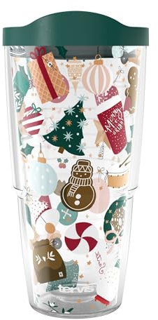 Tervis Christmas - Holiday Yule Icons Made in USA Double Walled Insulated Tumbler Travel Cup Keeps Drinks Cold & Hot, 24oz, Classic