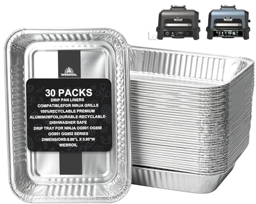 WEBROIL Paquete de 30 Forros de Bandeja de Grasa para Parrilla Ninja OG800/OG900, Bandeja de Goteo para ahumador al Aire Libre Ninja OG850/OG951 Woodfire Outdoor Grill XL Pro Accesorios